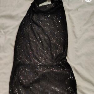 eesome Black Sparkle Midi Skirt with Iridescent Specks